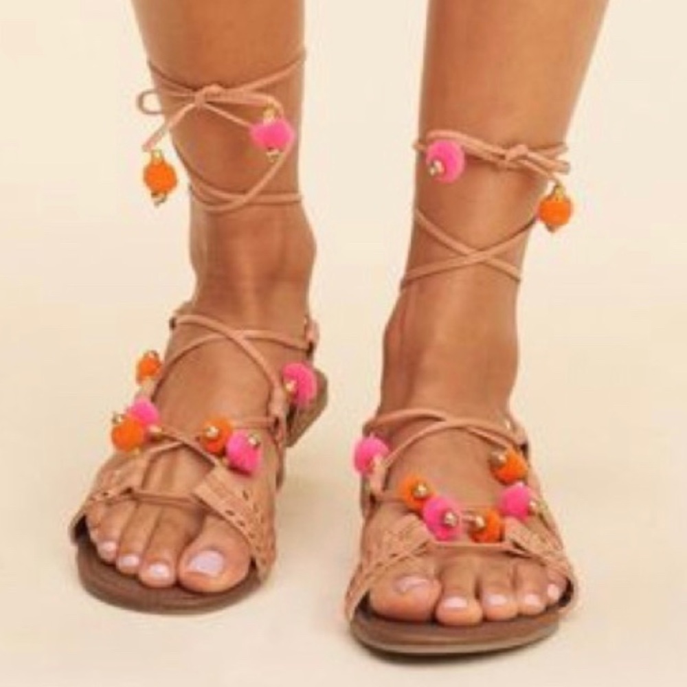 Madden Girl Pom Pom Gladiator Sandal